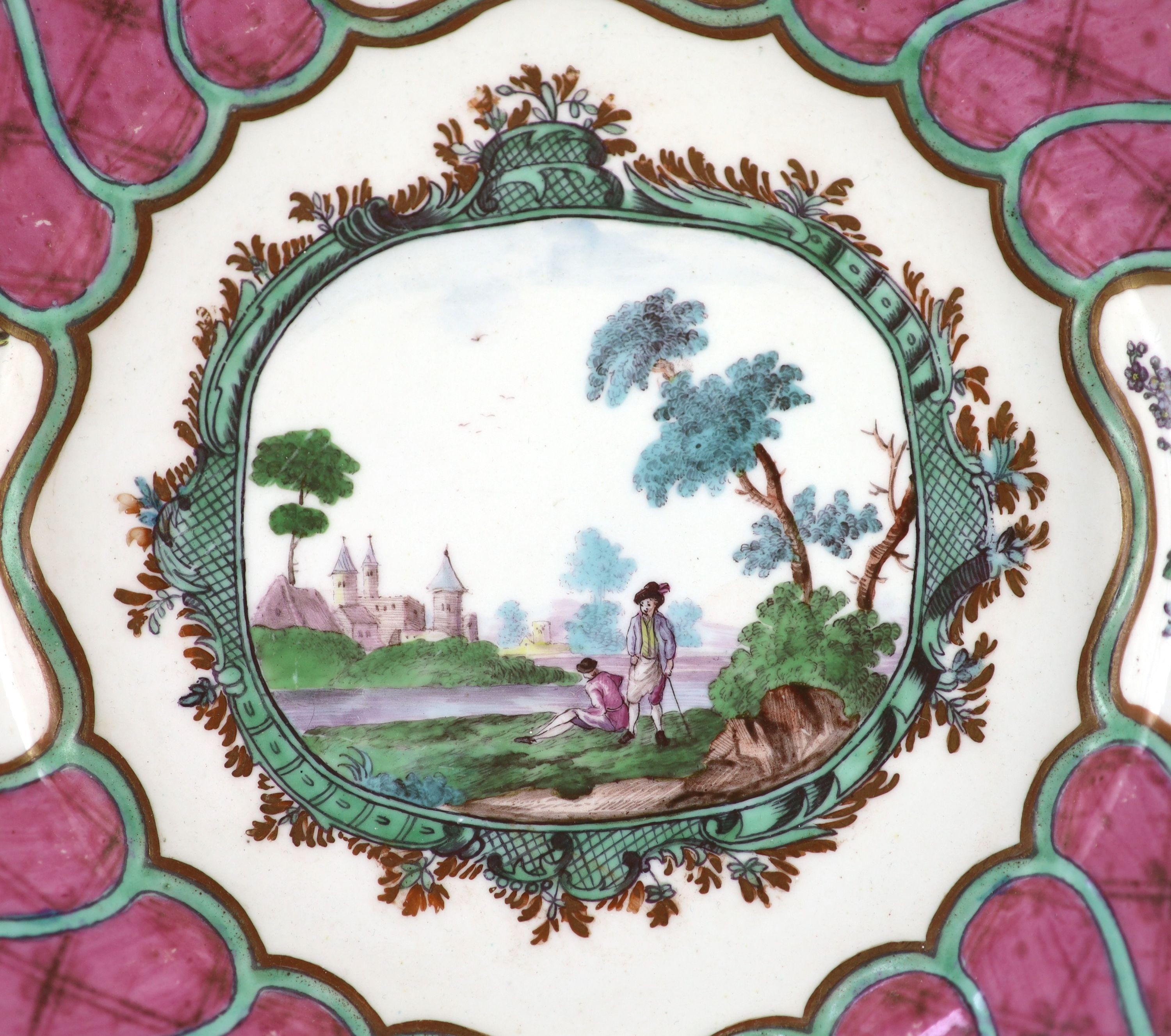 A Tournai porcelain plate, c.1760, 23cm diameter